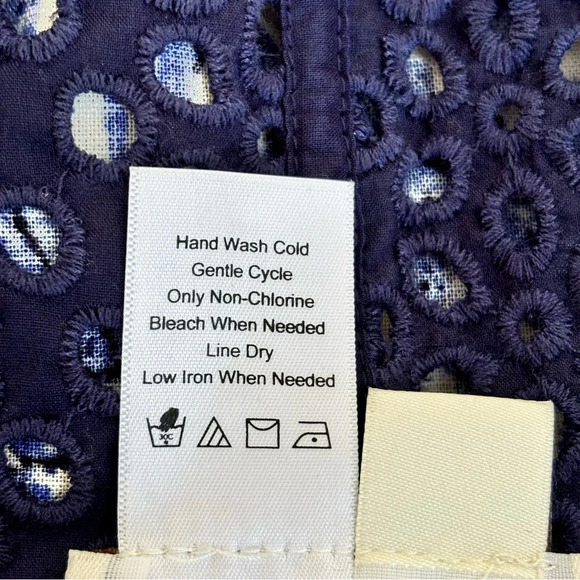 Coldwater Creek Reversible Eyelet Floral Open Front Jacket Navy/White 14 NWOT - Picture 10 of 10